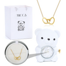 Urso com Rosa Eterna & Colar Gravado com Nomes