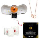 Caixa com Girassol Eterno & Colar Coração Personalizado