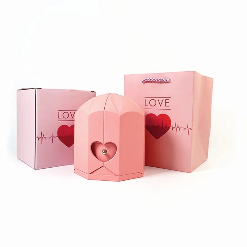 Caixa com Rosa Eterna & Colar Gota Personalizado - Para Minha Mãe