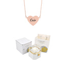 Caixa Rotativa com Rosa Eterna & Colar Coração Gravado com Nomes