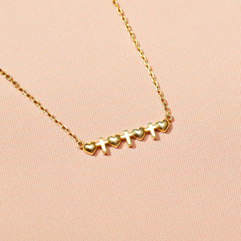 Colar Cruz & Coração - Minha Mãe, Minha Luz